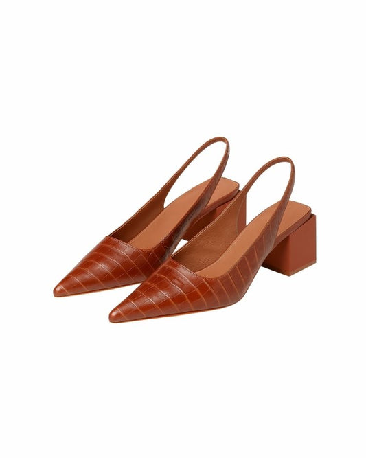 Spazio Croc Slingback Pumps