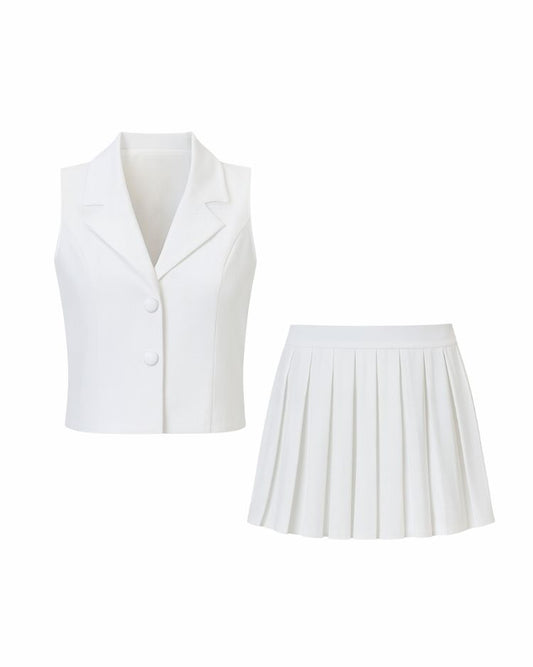 Valencia All-White Pleated Skirt Co-ord