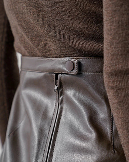 Douro Leather Midi Skirt