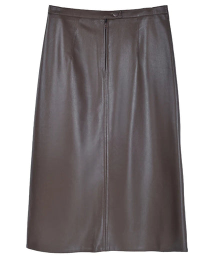 Douro Leather Midi Skirt
