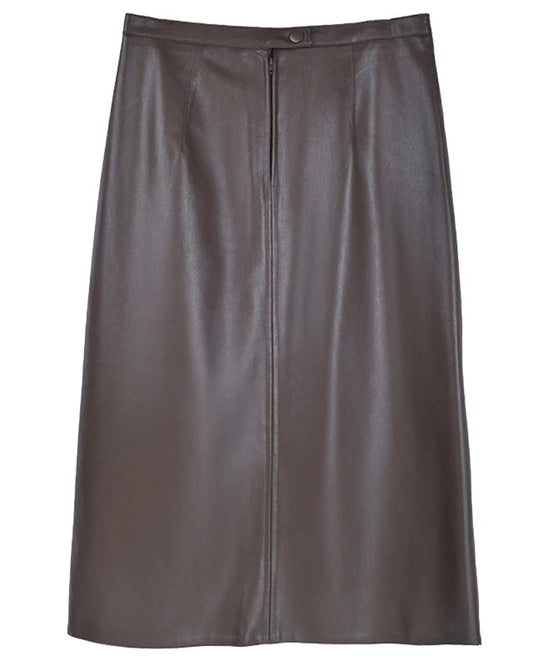 Douro Leather Midi Skirt