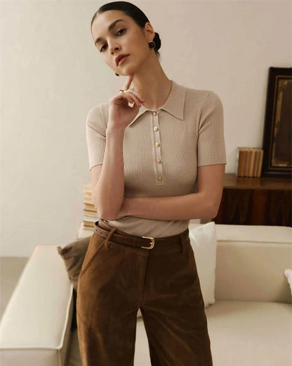 Chelsea Ribbed Polo Top