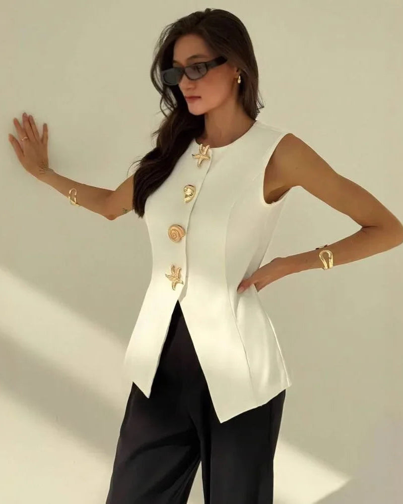 Marina Seashell Button Blouse