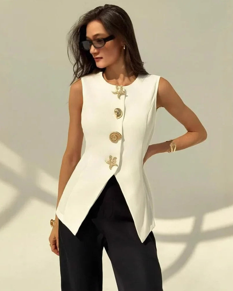 Marina Seashell Button Blouse
