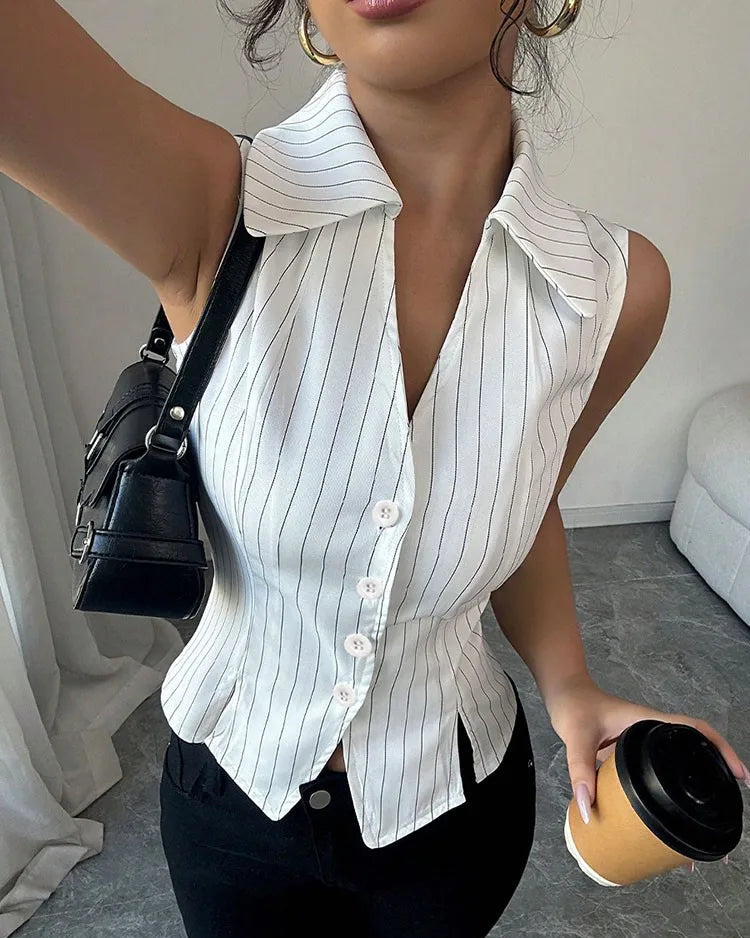 Joie Pinstripe Sleeveless Shirt