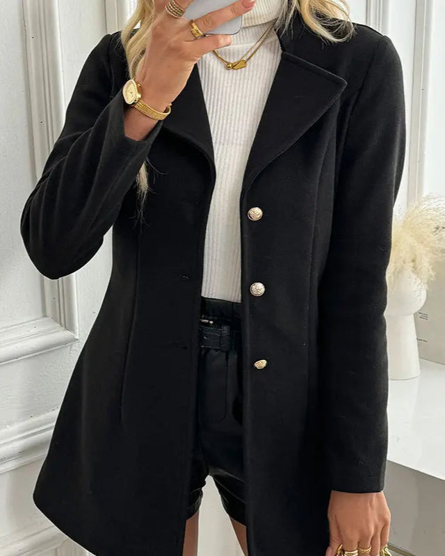 Noir Classic Long Blazer Coat