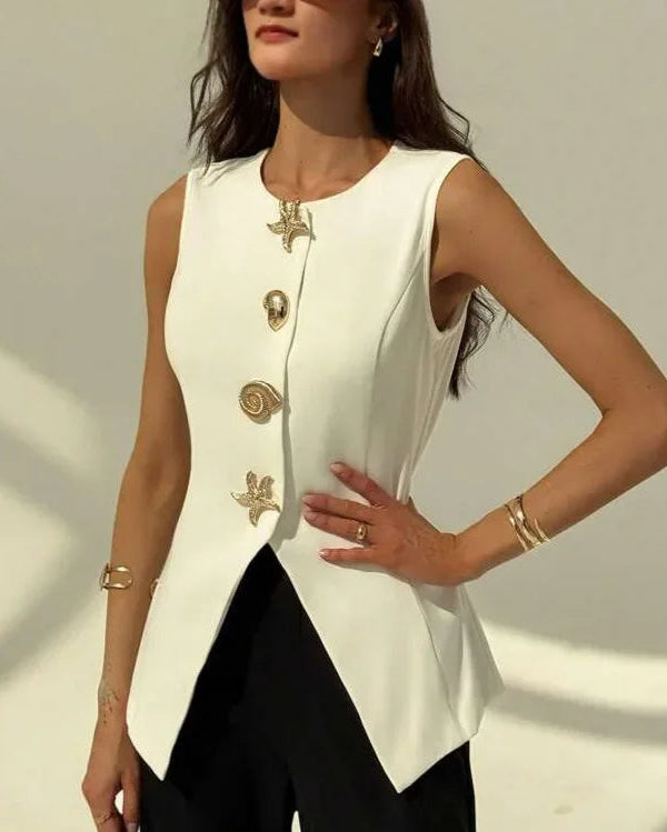 Marina Seashell Button Blouse