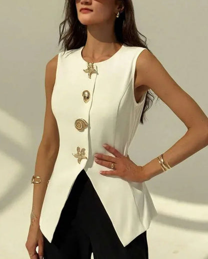 Marina Seashell Button Blouse