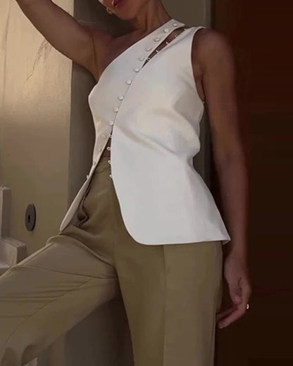 Louvre One-Shoulder Top