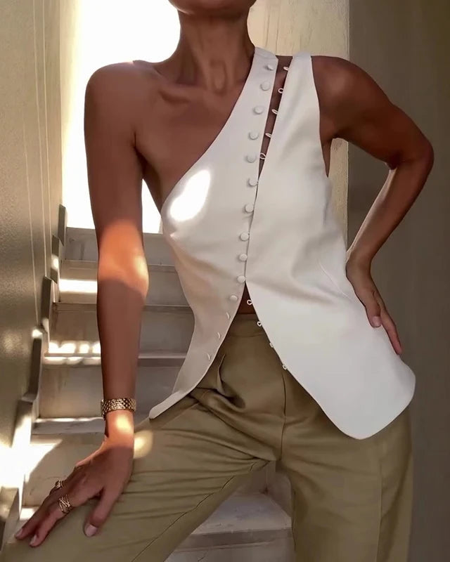Louvre One-Shoulder Top