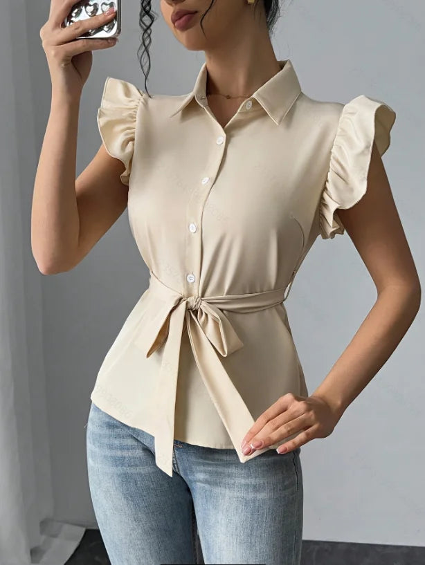 Elodie Ruffle Sleeve Blouse