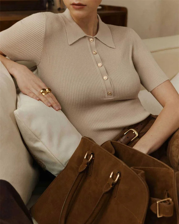 Chelsea Ribbed Polo Top
