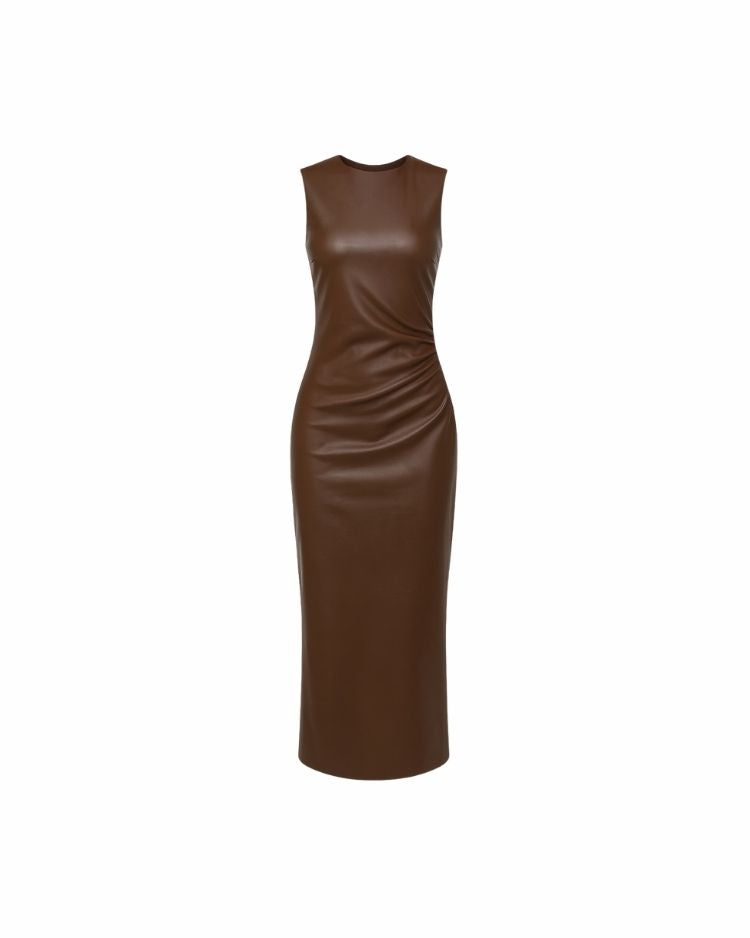 Opera Leather Midi Dress