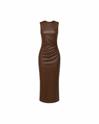 Opera Leather Midi Dress