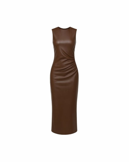 Opera Leather Midi Dress